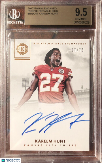 Kareem Hunt 2017 Encased Rookie Notable Signature #17/75 BGS 9.5 GEM MINT Chiefs