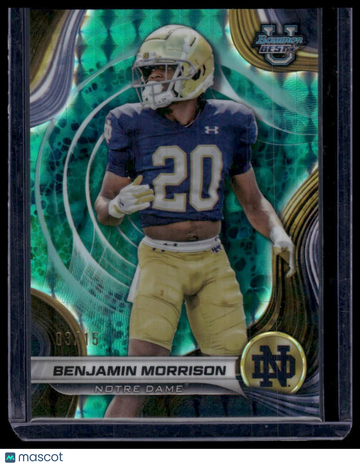 2024 Bowman University Best Benjamin Morrison #15 Teal Geometric Refractor SN