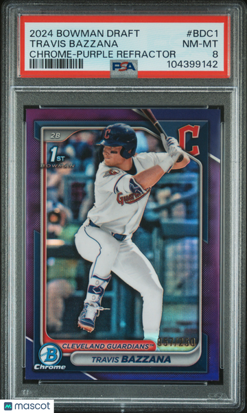 2024 Bowman Draft Travis Bazzana #BDC1 Chrome Purple Refractor /250 PSA 8