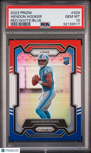 2023 Panini Prizm Hendon Hooker #329 Red White Blue Prizm Rookie PSA 10