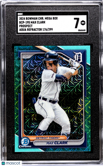2024 Bowman Chrome Mega Box Max Clark #BCP-195 Prospect Aqua Refractor SGC 7