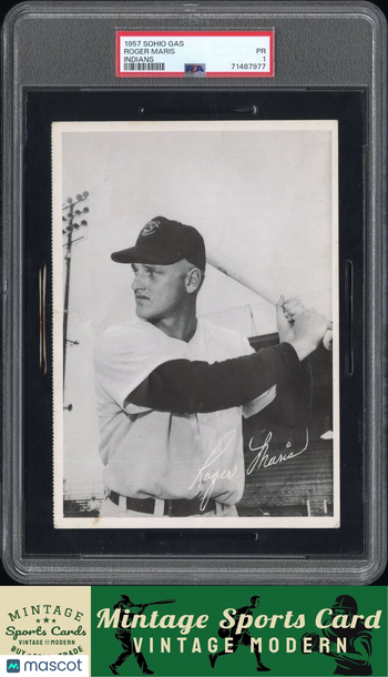1957 Sohio Gas Indians/Reds Roger Maris Indians PSA 1