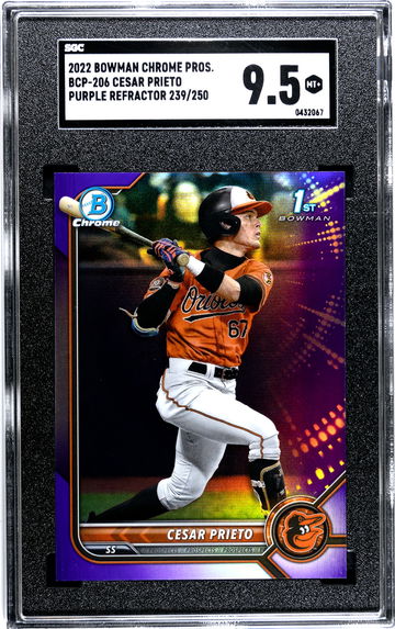 2022 Bowman Chrome Cesar Prieto 1st Purple Refractor numbered 239/250