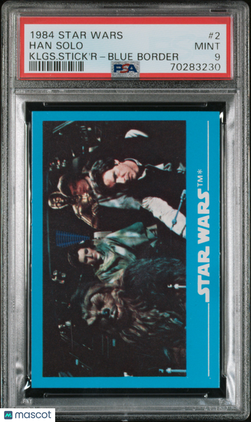 1984 Star Wars Kelloggs Stick'r Han Solo #2 Klgs. Stick'r Blue Border PSA 9