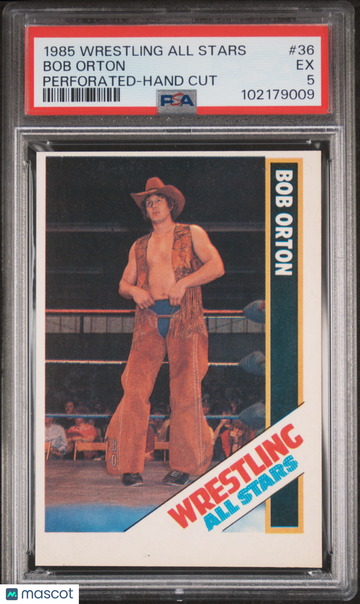1985 O'quinn Wrestling All Stars Bob Orton #36 Perforated Hand Cut Rookie PSA 5