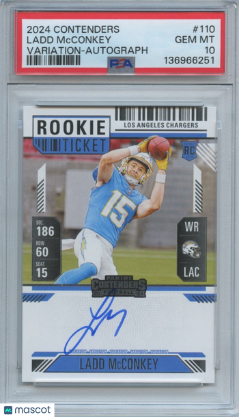 2024 Panini Contenders Ladd Mcconkey #110 Hobby Parallel/Variety Rookie Base Set PSA 10
