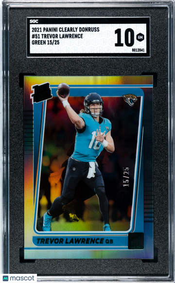 Trevor Lawrence 2021 Panini Clearly Donruss #51 Green Rookie /25 SGC 10
