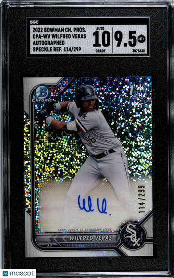 2022 Bowman Chrome Prospects Wilfred Veras Speckle Refractor Auto /299 SGC 9.5