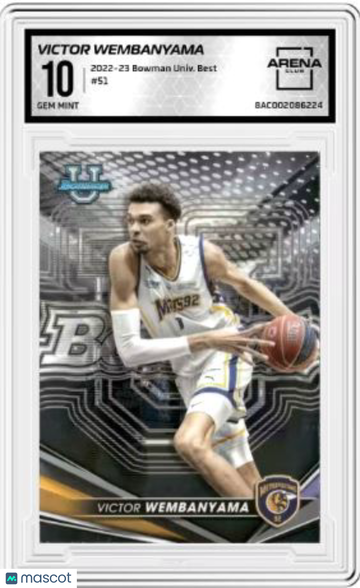 2023 2022-23 Bowman University Best Victor Wemanyama #51 Arena Club 10