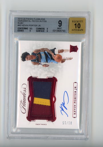 2019 Flawless  Kevin Porter Jr RPA Ruby /15 Rookie Patch Auto BGS 9 Auto 10