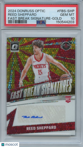 2024 Panini Donruss Optic Fast Break Signatures Reed Sheppard #FBS-SHP Optic Rookie PSA 10 Donruss