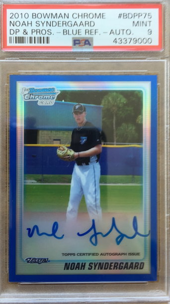 Noah Syndergaard blue refractor auto psa 9