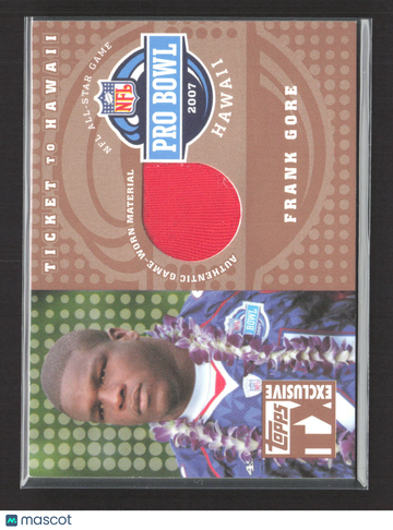 2007 Topps TX Ticket to Hawaii Frank Gore #HAJ-FG Authentic Game-Worn Material