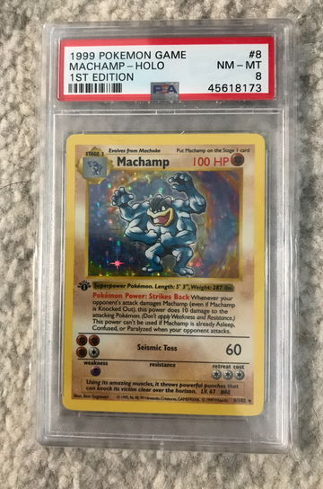 1999 Pokémon game machamp holo 1st edition psa 8 #8/102
