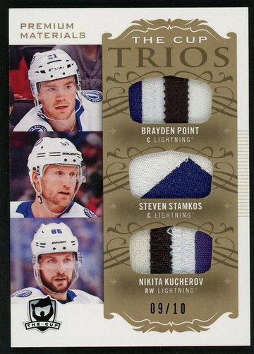 2018 Upper Deck The Cup C3-TB1 Brayden Point Steven Stamkos Nikita Kucherov Trio /10 Tampa Bay Lightning