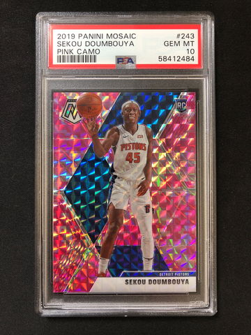 2019 Panini Mosaic - Sekou Doumbouya - Rookie Pink Camo Prizm PSA 10 Gem Mint