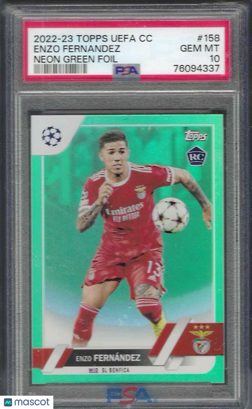 2022 Topps UEFA Club Competitions Enzo Fernandez #158 Neon Green Foil PSA 10