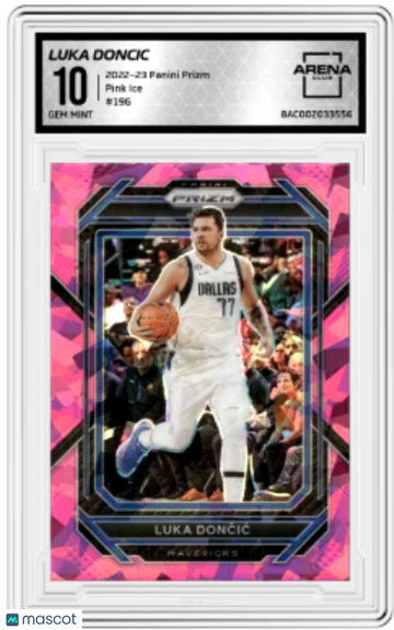 Graded 10 Arena Club 2022-23 Panini Prizm Luka Dončić Pink Ice #196 Mavericks Basketball Card