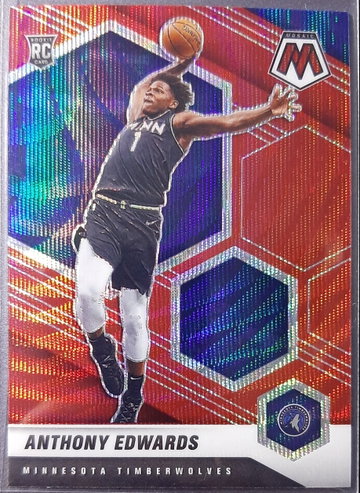 2020-21 Panini Mosaic Anthony Edwards Red Wave Rookie #201 RC Timberwolves