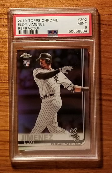 2019 topps chrome refractor eloy Jimenez #202 psa 9 mint
