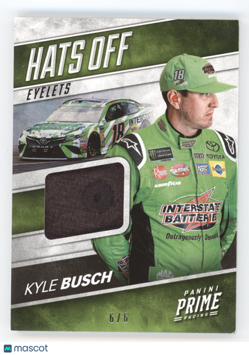 2018 Panini Prime Racing Hats Off Kyle Busch #HO-KB1 Eyelets /6 Race-Used Material