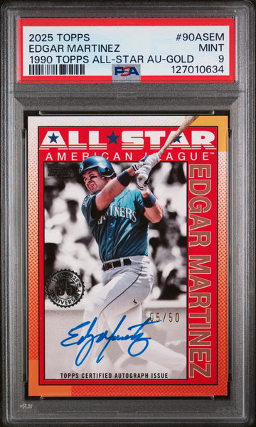 2025 Topps 1990 Topps All-Star Autographs Gold Edgar Martinez #90ASEM /50 PSA 9