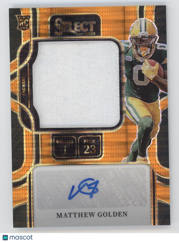 2025 Panini Select Prime Selections Signatures Matthew Golden #PSS-MGN Neon Orange Pulsar 23/45 RC