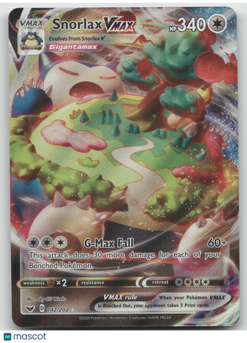 2020 Sword & Shield Snorlax VMAX Ultra Rare #142/202