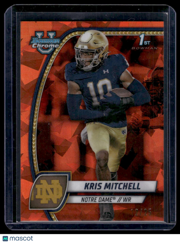 2024 Bowman University Chrome Sapphire Kris Mitchell #117 Orange SN