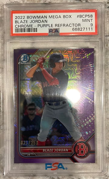 2022 Bowman Chrome Blaze Jordan Purple Mojo Refractor /250 #BCP-58 PSA 9 Mint