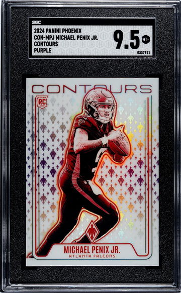 2024 Panini Phoenix #CON-MPJ Michael Penix Jr. Contours Purple SGC 9.5