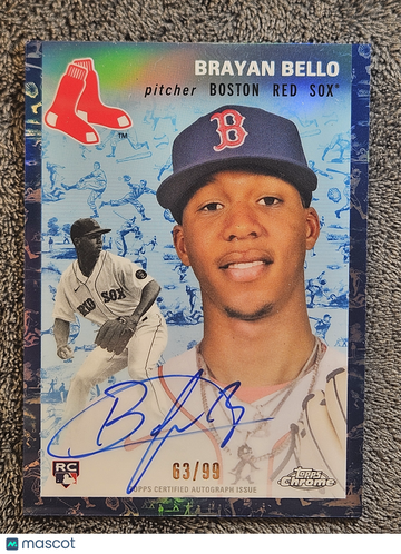 2023 Topps Chrome Platinum Anniversary Brayan Bello #CPA-BBE Blue Toile Refractor /99 Autograph Auto Rookie Signed RC