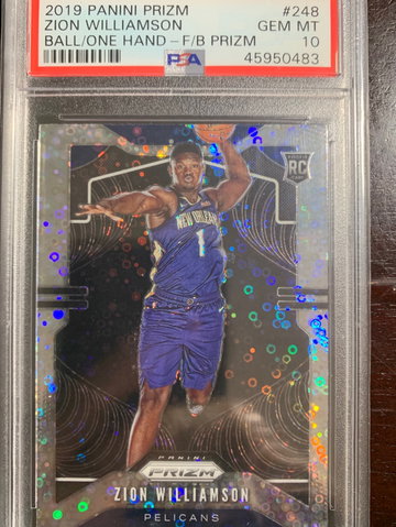 2019-20 Prizm Fast Break Disco Ball on One Hand Variation Zion Williamson PSA 10