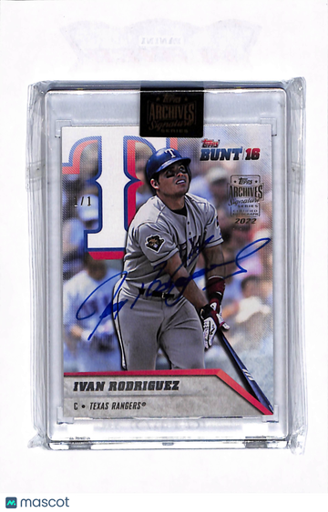 2016 Topps Archives Signature Series Topps Bunt 16 Ivan Rodriguez #156 1/1 /1