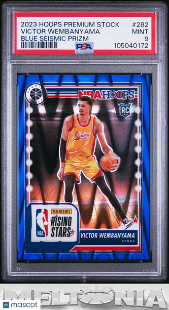 2023-24 Hoops Premium Stock Victor Wembanyama #282 Blue Seismic Prizm RC PSA 9