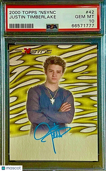 POP 2 PSA 10 RC Justin Timberlake 2000 Topps NSYNC Rookie Gold Facsimile Auto