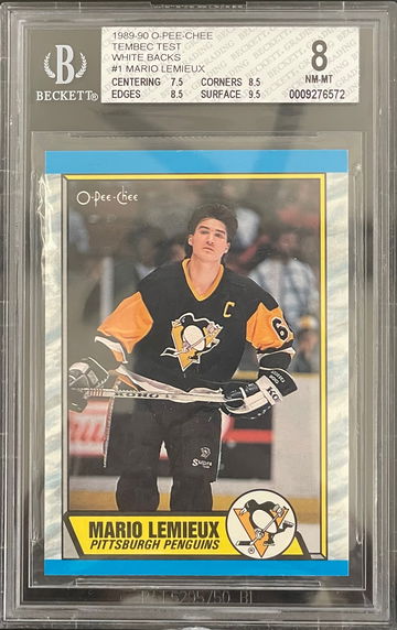 Mario Lemieux 1989-90 O-Pee-Chee Tembec Test Set White Back #1 BGS 8 Extremely Rare card