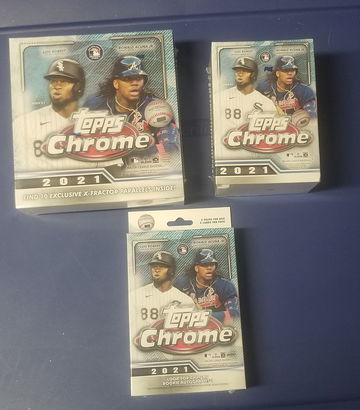 2021 Topps Chrome Lot - 1 mega, 1 blaster, 1 hanger