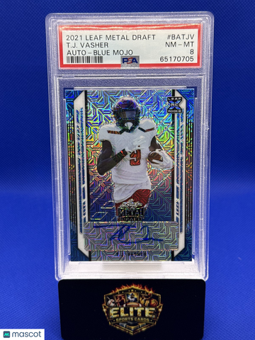 2021 Leaf Metal Draft T.J. Vasher #BA-TJV Autographs Crystals Black SN AU RC PSA 8