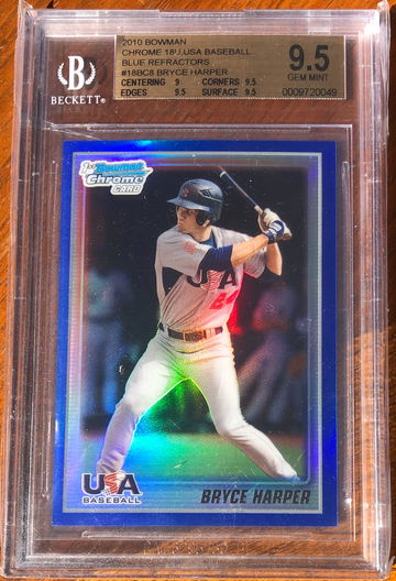 2010 Bowman Chrome Bryce Harper Blue Refractor /250 BGS 9.5 