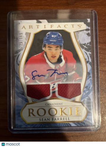 2023-24 Upper Deck Artifacts - [Base] - Gold Autograph Material R Sean Farrell #186 Gold Autograph Material Relics Rooki