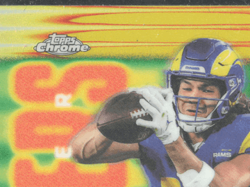 2025 Topps Chrome Power Players Puka Nacua #PP-24 Trading Card Yellow RayWave /275 Los Angeles Rams