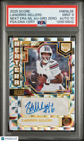 2025 Score Lanorris Sellers #NENLSE Next Era Nil Autographs NXT GRD Zero /15 PSA 9 Auto 10