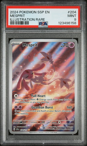 2024 Pokemon Scarlet and Violet Surging Sparks Illustration Rare Mesprit #204 /191 PSA 9
