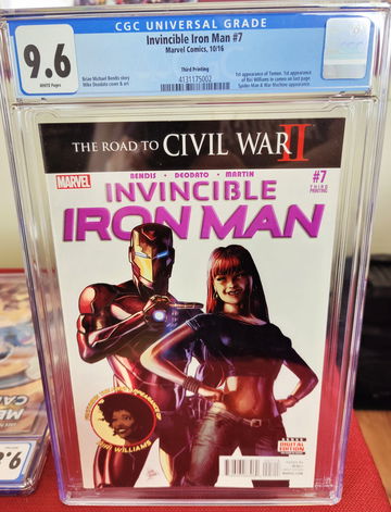 Invincible Iron Man #7 - CGC 9.6 - Third Print - 1st Appearance of Riri Williams in Cameo on last page and on Cover