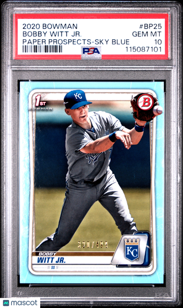 2020 Bowman Paper Prospects Bobby Witt JR. #BP25 Sky Blue /499 PSA 10