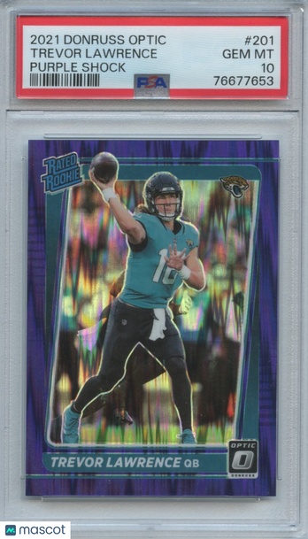 2021 Panini Donruss Optic Trevor Lawrence #201 Purple Shock Prizm Parallel/Variety Rookie Base Set PSA 10