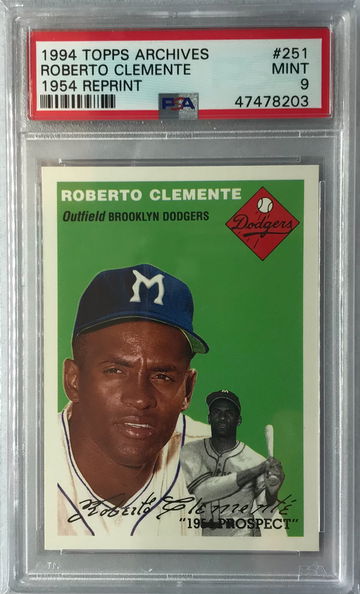 Roberto Clemente 1994 Topps Archives “1954 Reprint” #251 - PSA 9