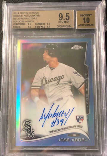 2014 topps chrome blue refractor jose abreu autograph bgs 9.5