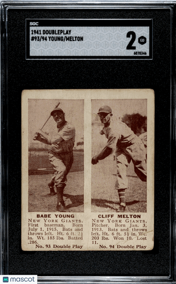 1941 Doubleplay Young Melton #93/94 SGC 2